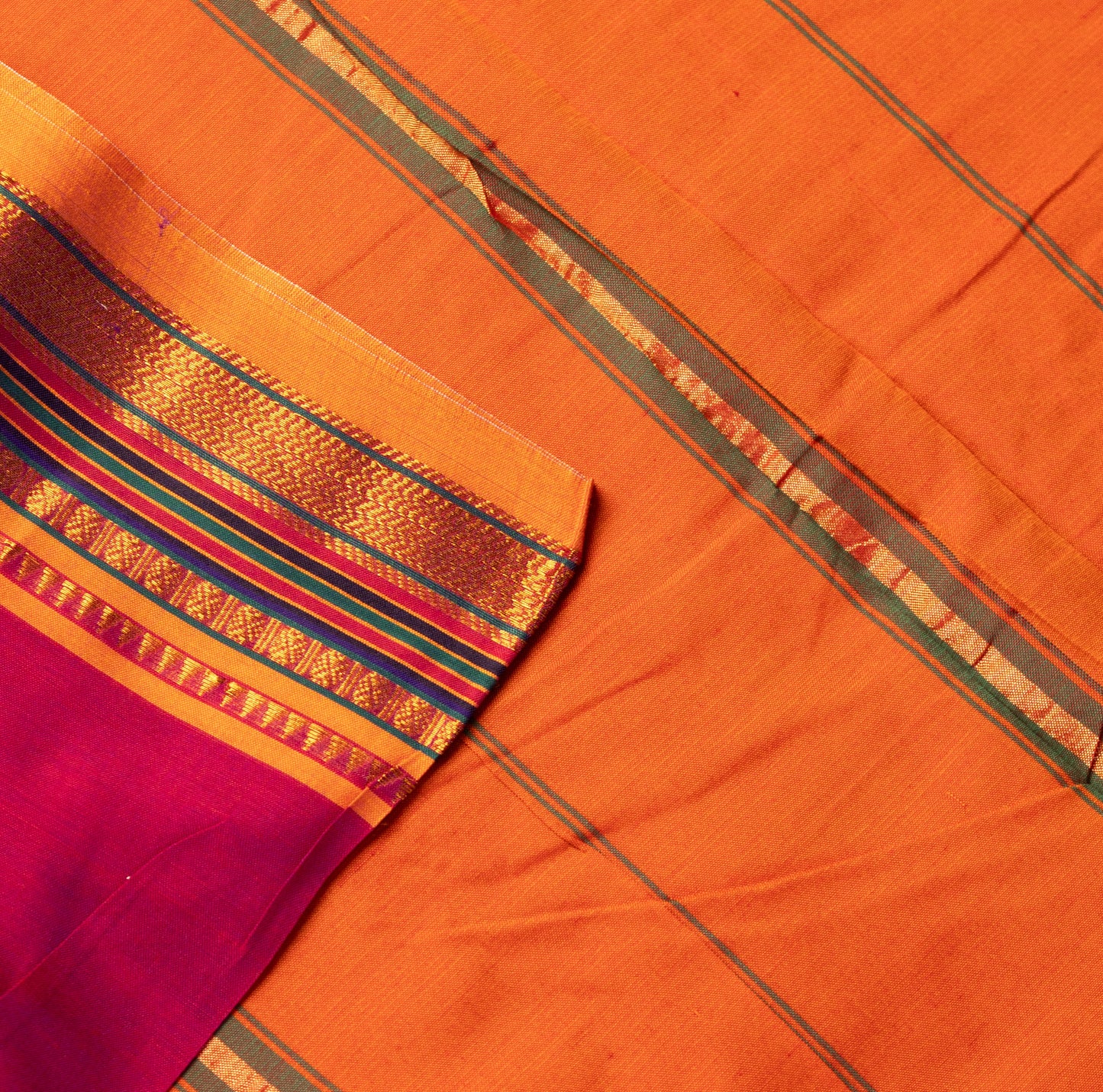 Rani Traditional Kath Padar Semi Silk Saree with Gayatri border