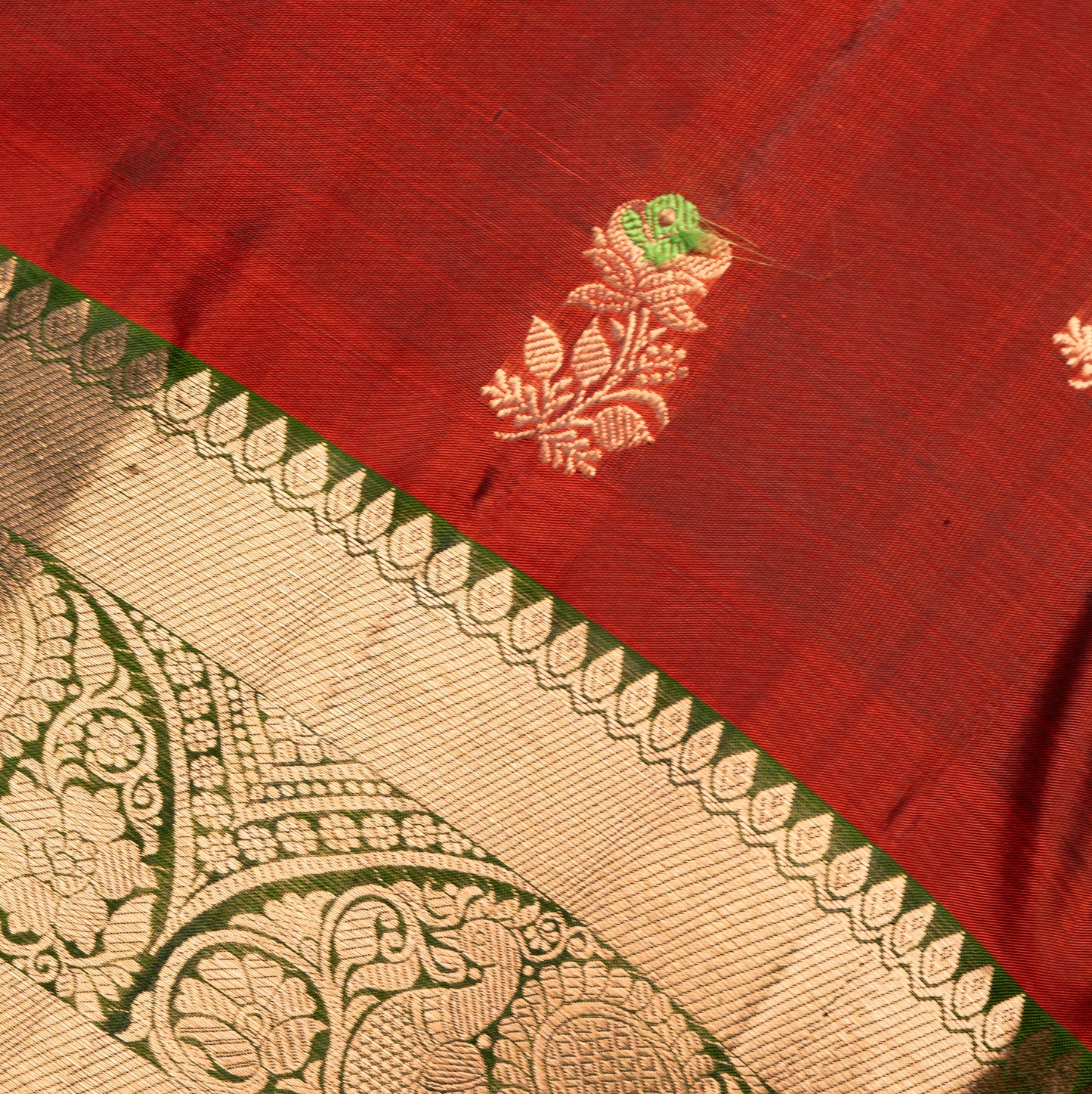 Pure Kanchipuram Saree in Maroon green