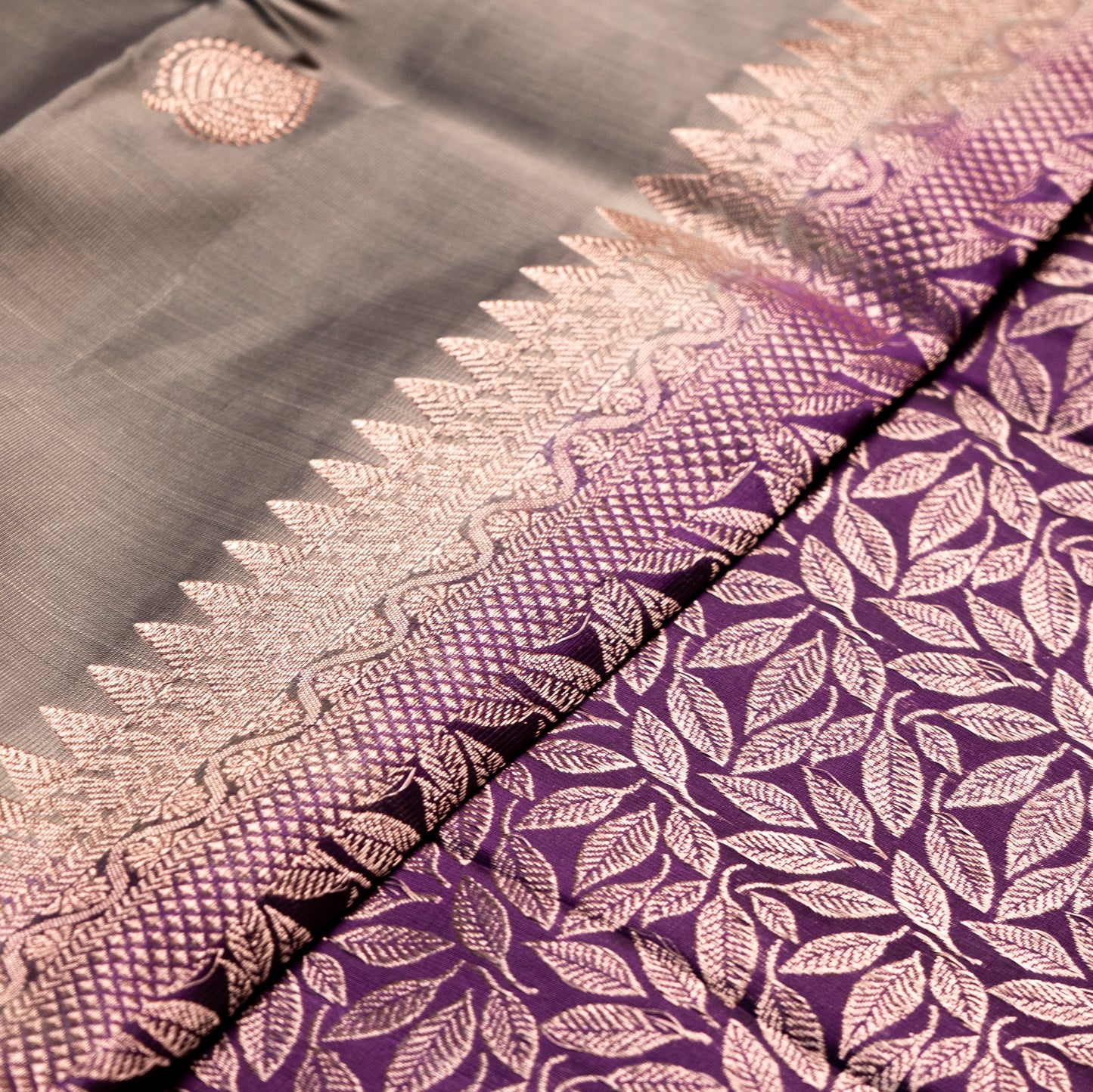 Pure Kanchipuram Grey Saree