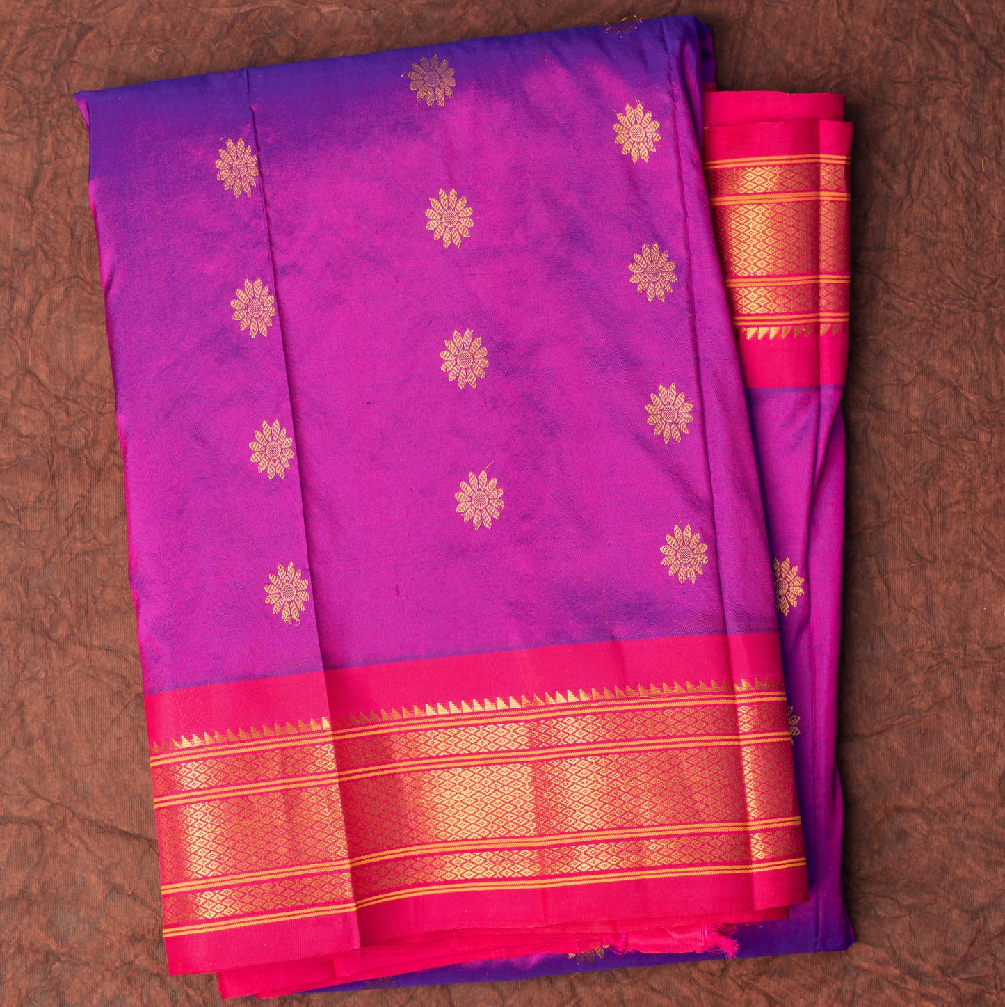 Magenta Pink Paithani Saree with Karna Phool Butta