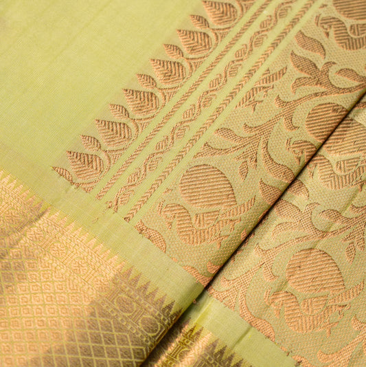 Pure Kanchipuram Lime Green Saree with Broad Border