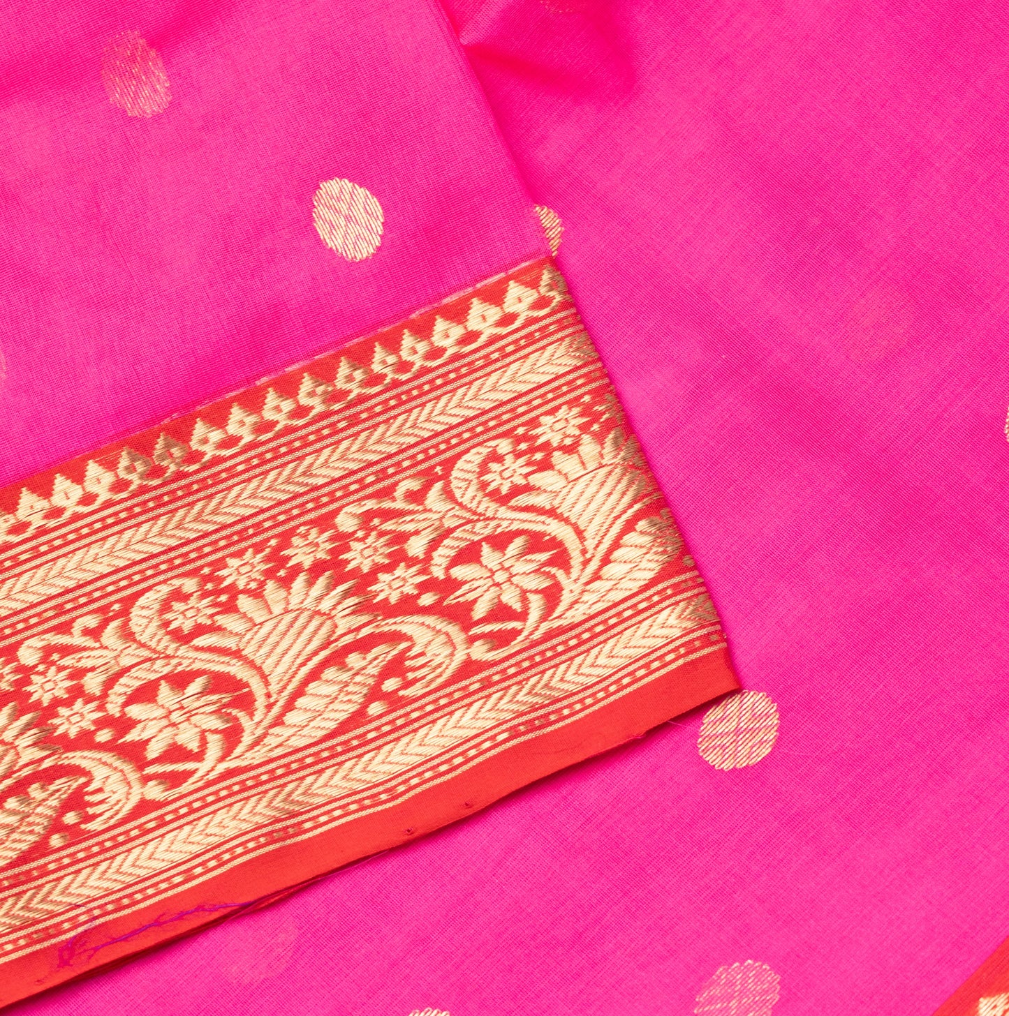 Chanderi Katan Silk Saree in Pink with Traditional Border