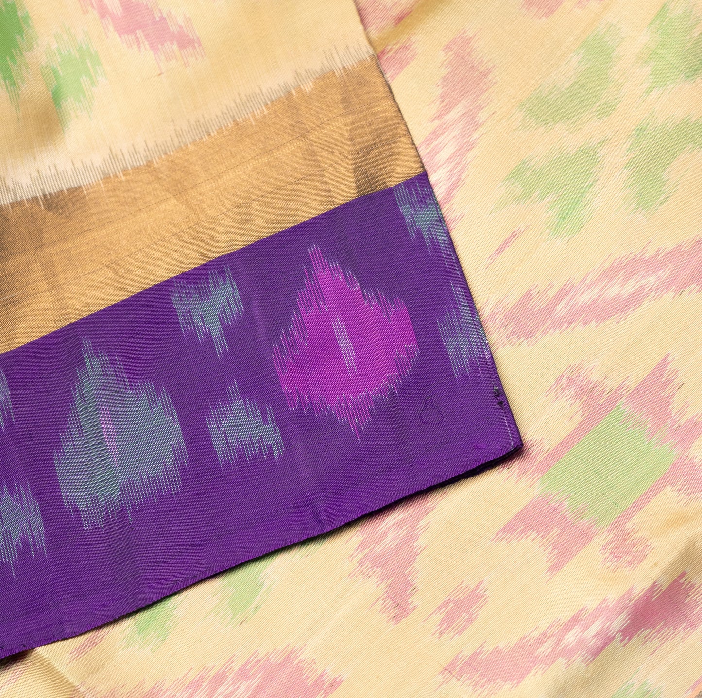 Soft Silk Patola Pattern Magenta Saree with Ivory Border