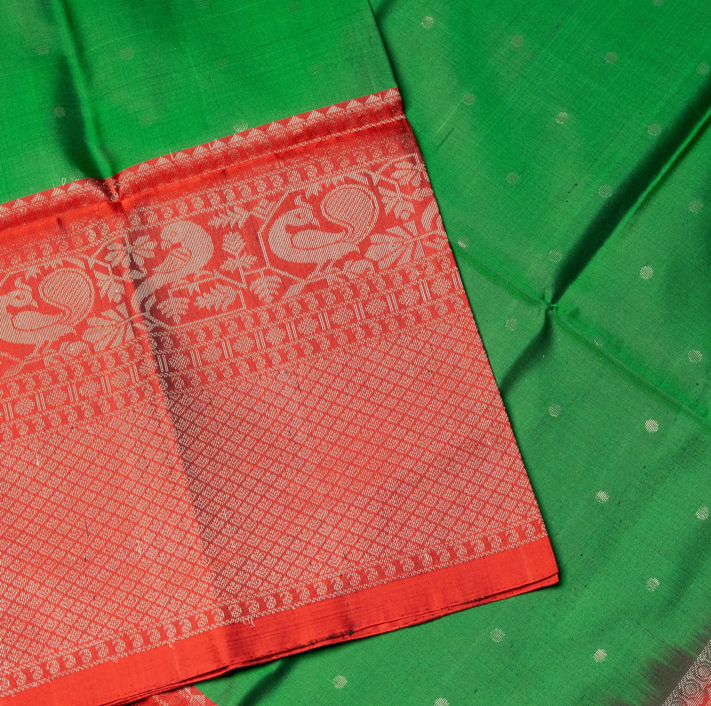 Soft Silk Green Saree with Red Border