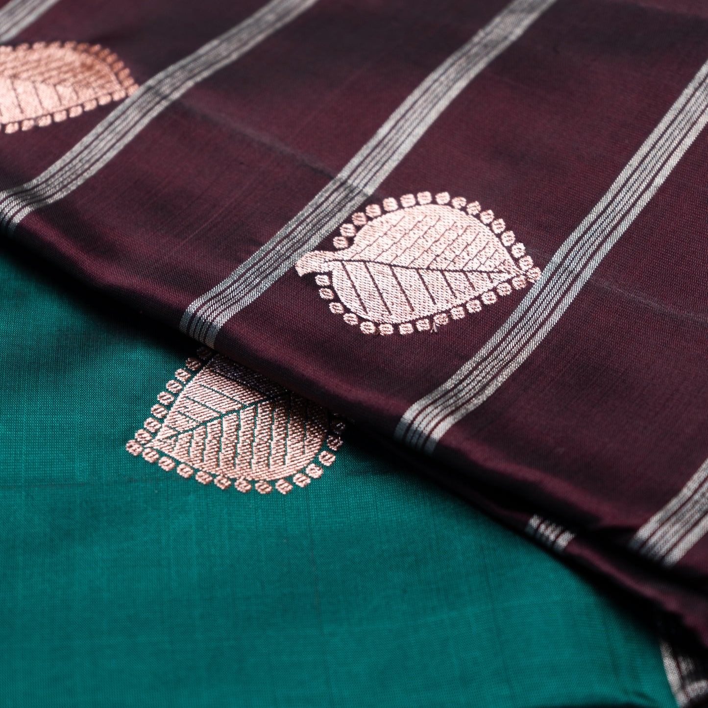 Pure Kanchipuram Coffee Green with Fern butta