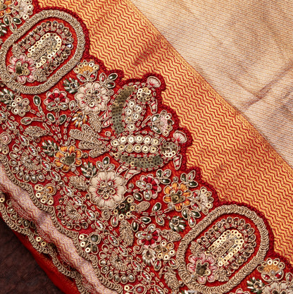 Golden Orange Designer Saree with Heavy Work Border & Designer Blouse