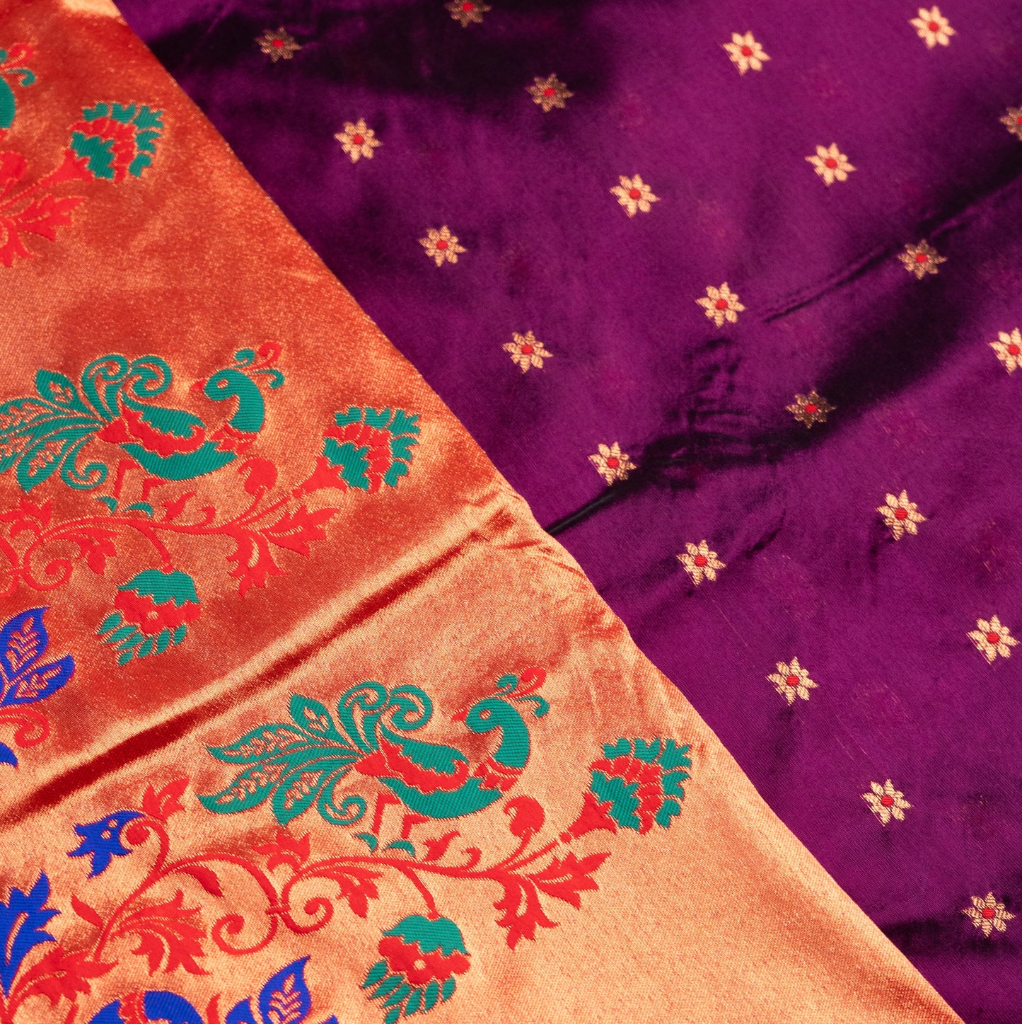 Wine Paithani Saree Contrast Border