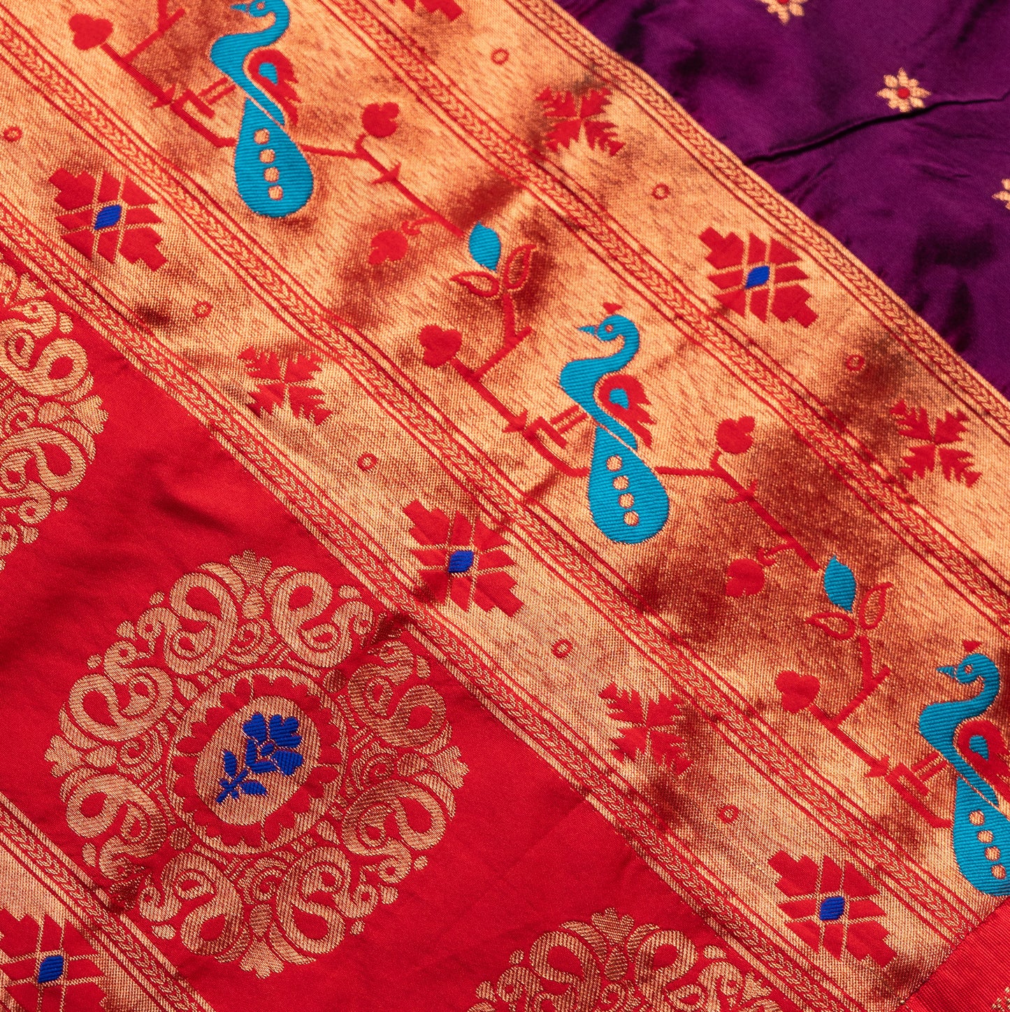 Wine Paithani Saree Contrast Border