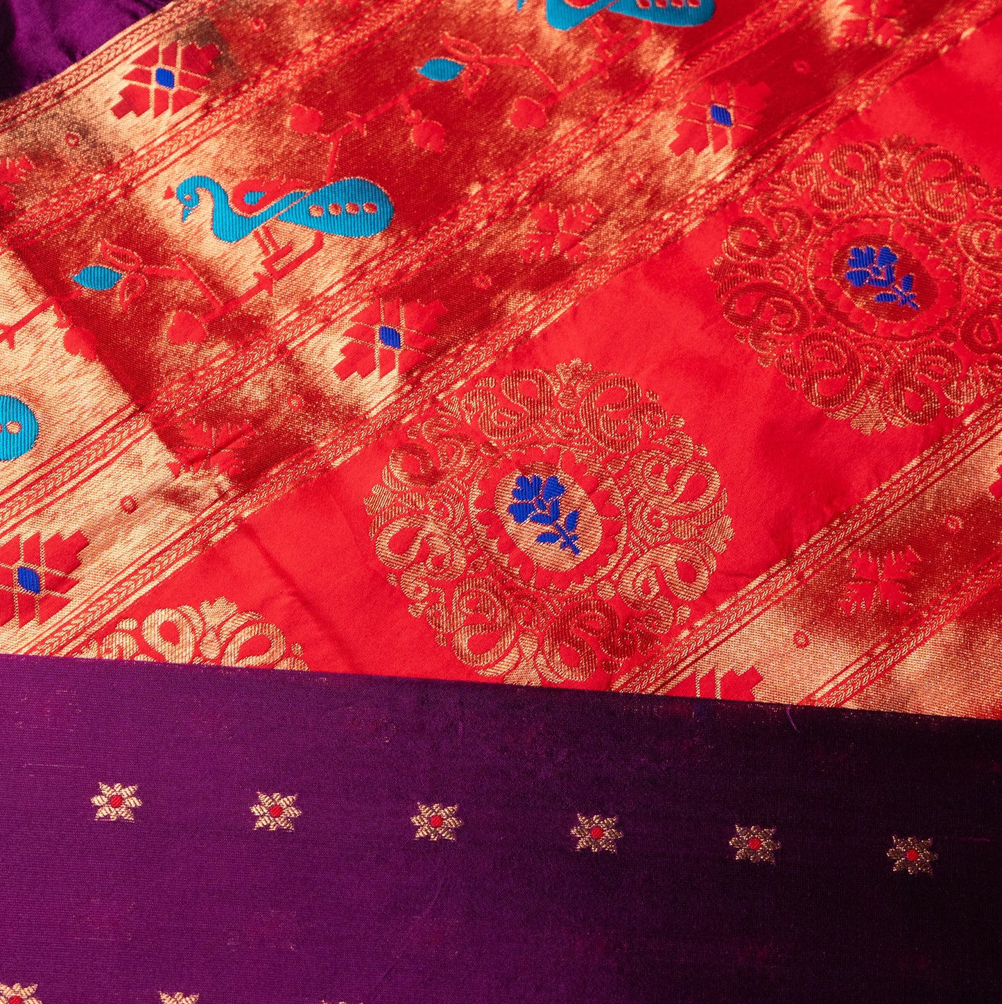Wine Paithani Saree Contrast Border