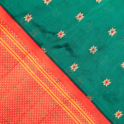 Bottle Green Paithani Saree Contrast Border