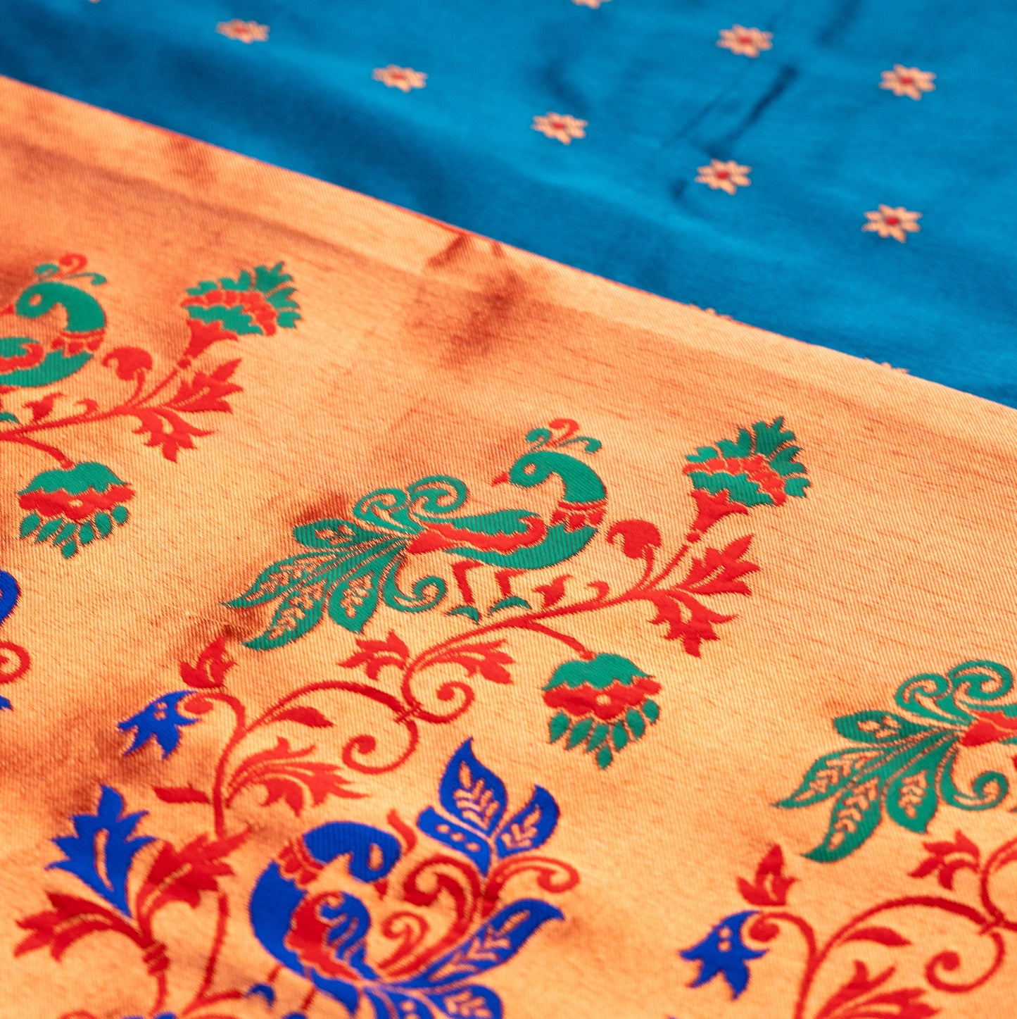 Royal Blue Paithani Saree Contrast Border