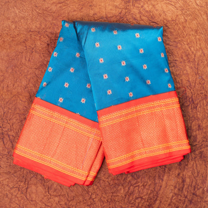 Royal Blue Paithani Saree Contrast Border