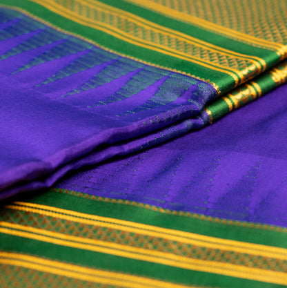 Ink Blue Ilkal Pure Silk Saree with Contrast Border