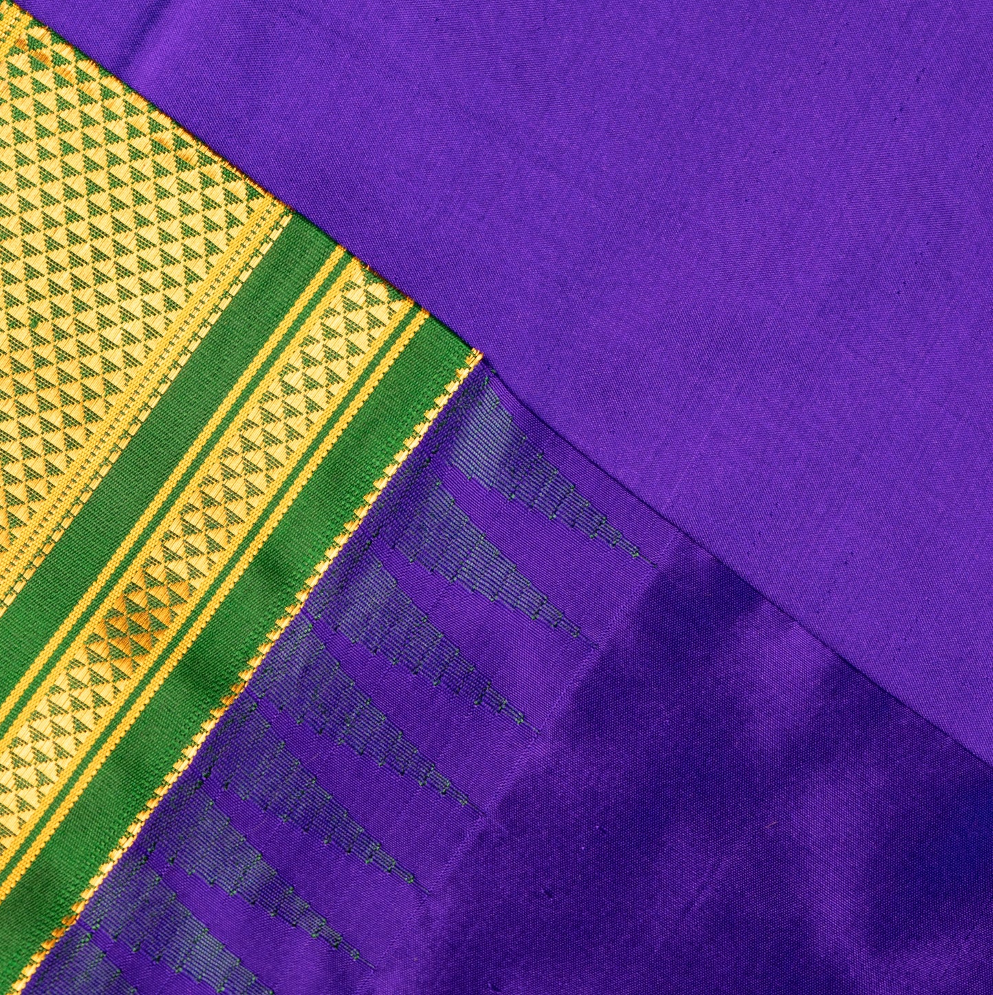 Ink Blue Ilkal Pure Silk Saree with Contrast Border