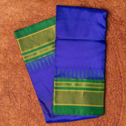 Ink Blue Ilkal Pure Silk Saree with Contrast Border