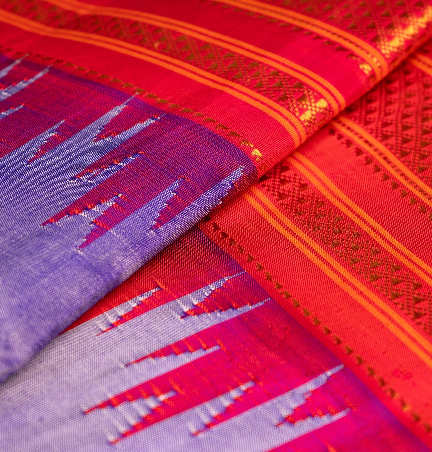 Lavender Ilkal Pure Silk Saree with Contrast Border