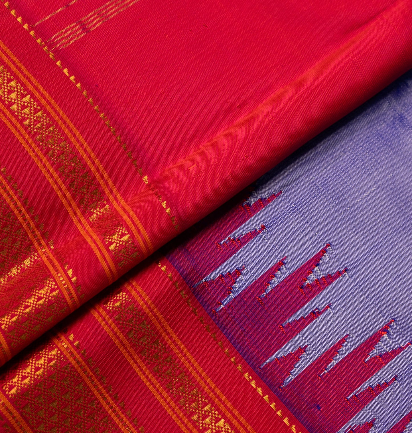 Lavender Ilkal Pure Silk Saree with Contrast Border