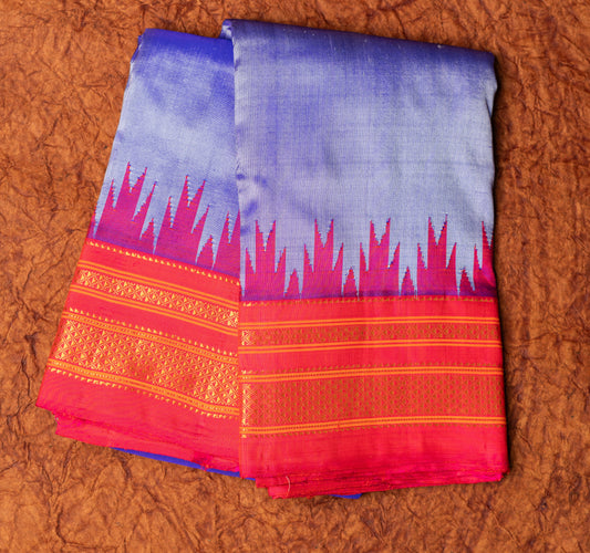 Lavender Ilkal Pure Silk Saree with Contrast Border
