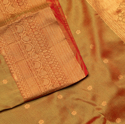 Anjeri Cross Traditional Kath Padar Semi Silk Saree with Contract Border