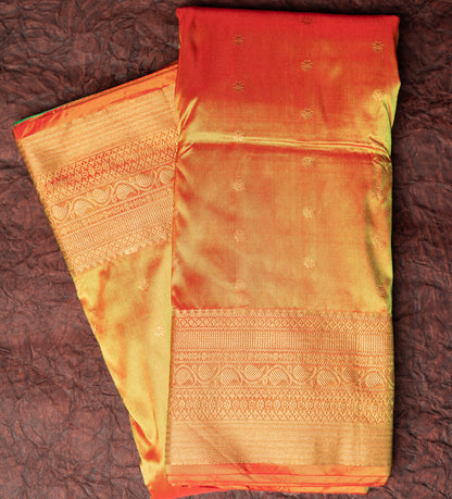 Anjeri Cross Traditional Kath Padar Semi Silk Saree with Contract Border