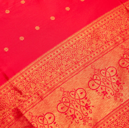 Rani Traditional Kath Padar Semi Silk Saree with Contract Border