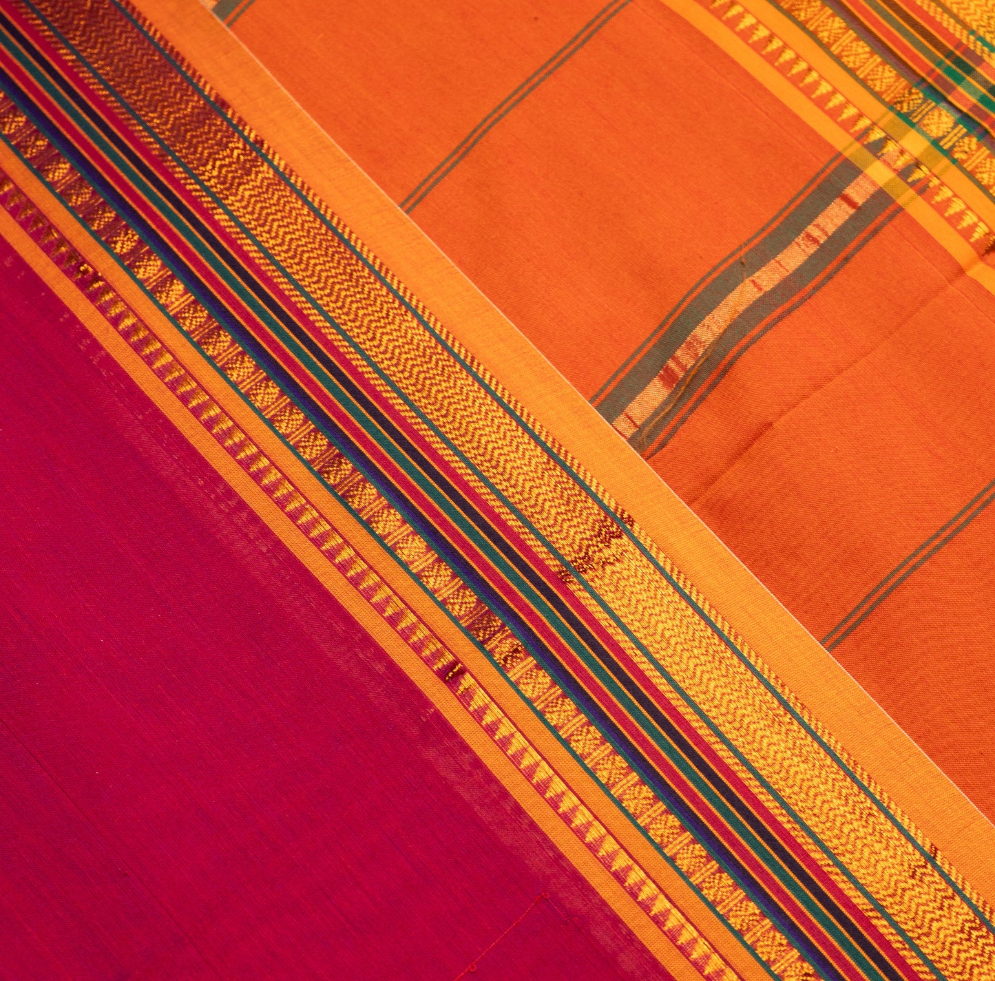 Rani Traditional Kath Padar Semi Silk Saree with Gayatri border