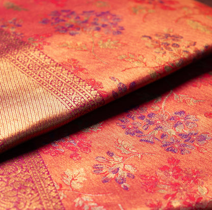 Light Pink Art Tissue Kanchipuram Saree with Border