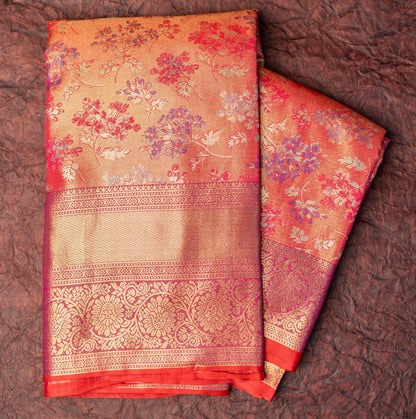 Light Pink Art Tissue Kanchipuram Saree with Border