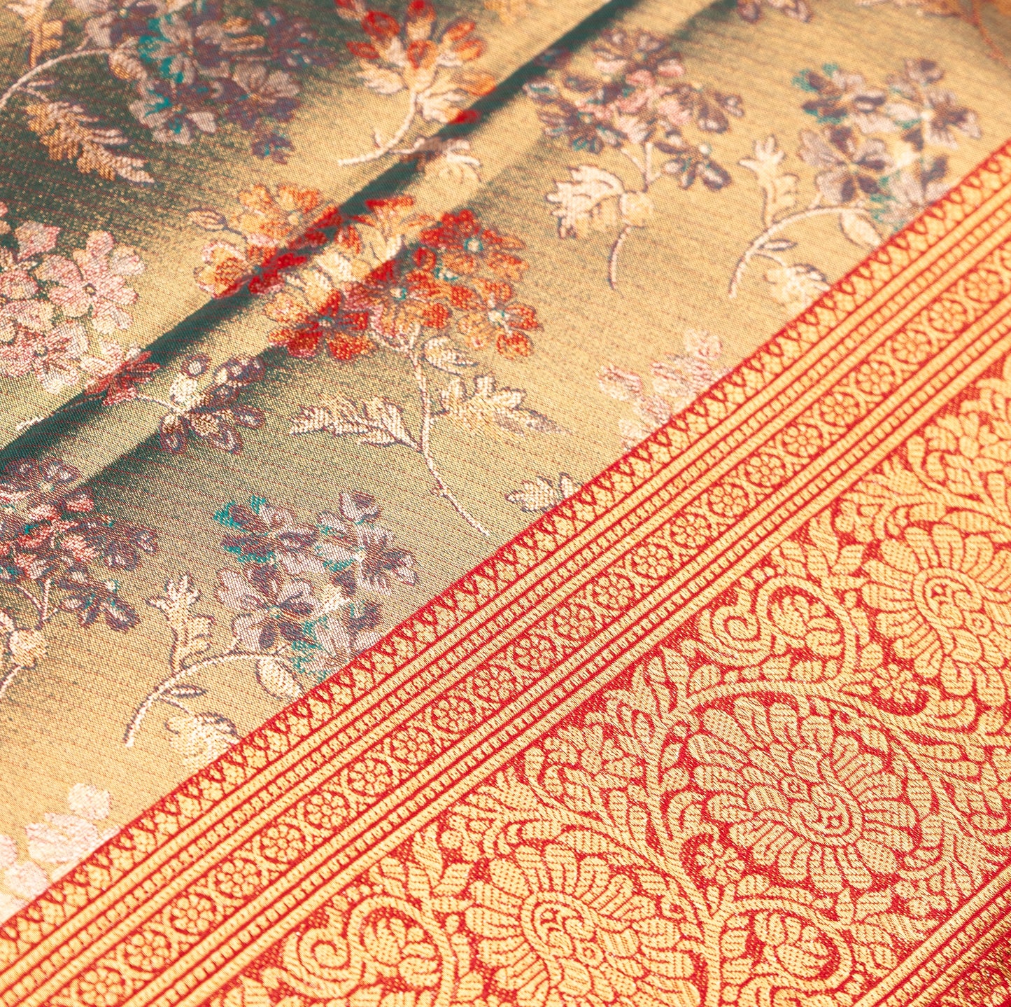Teal blur Tissue Kanchipuram Saree with Border