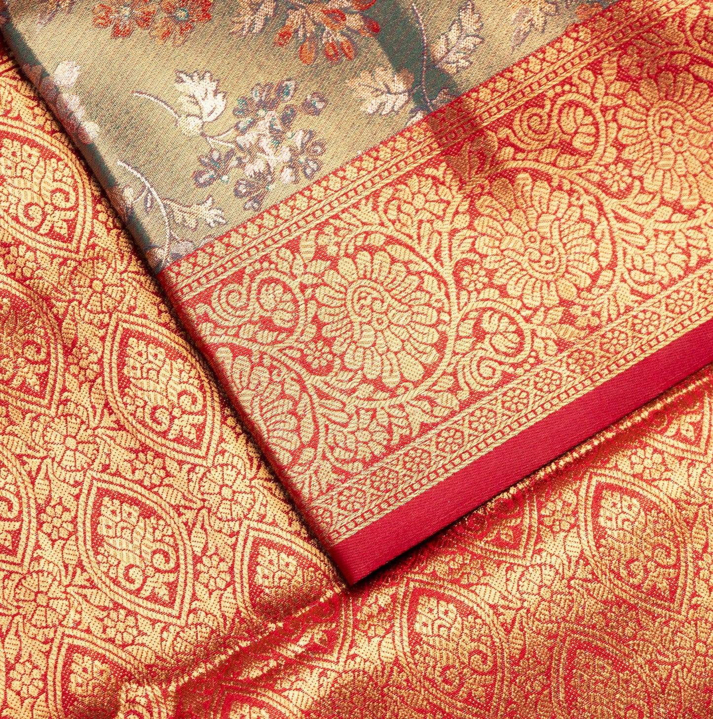 Teal blur Tissue Kanchipuram Saree with Border