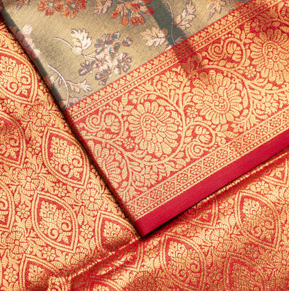 Teal blur Tissue Kanchipuram Saree with Border