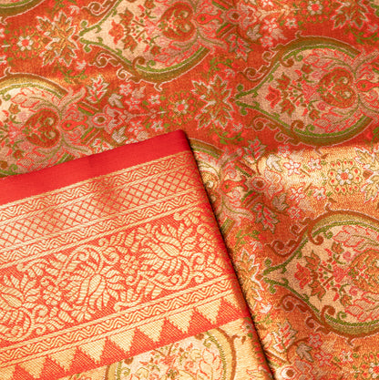 Light Orange Art Tissue Kanchipuram Saree with Border
