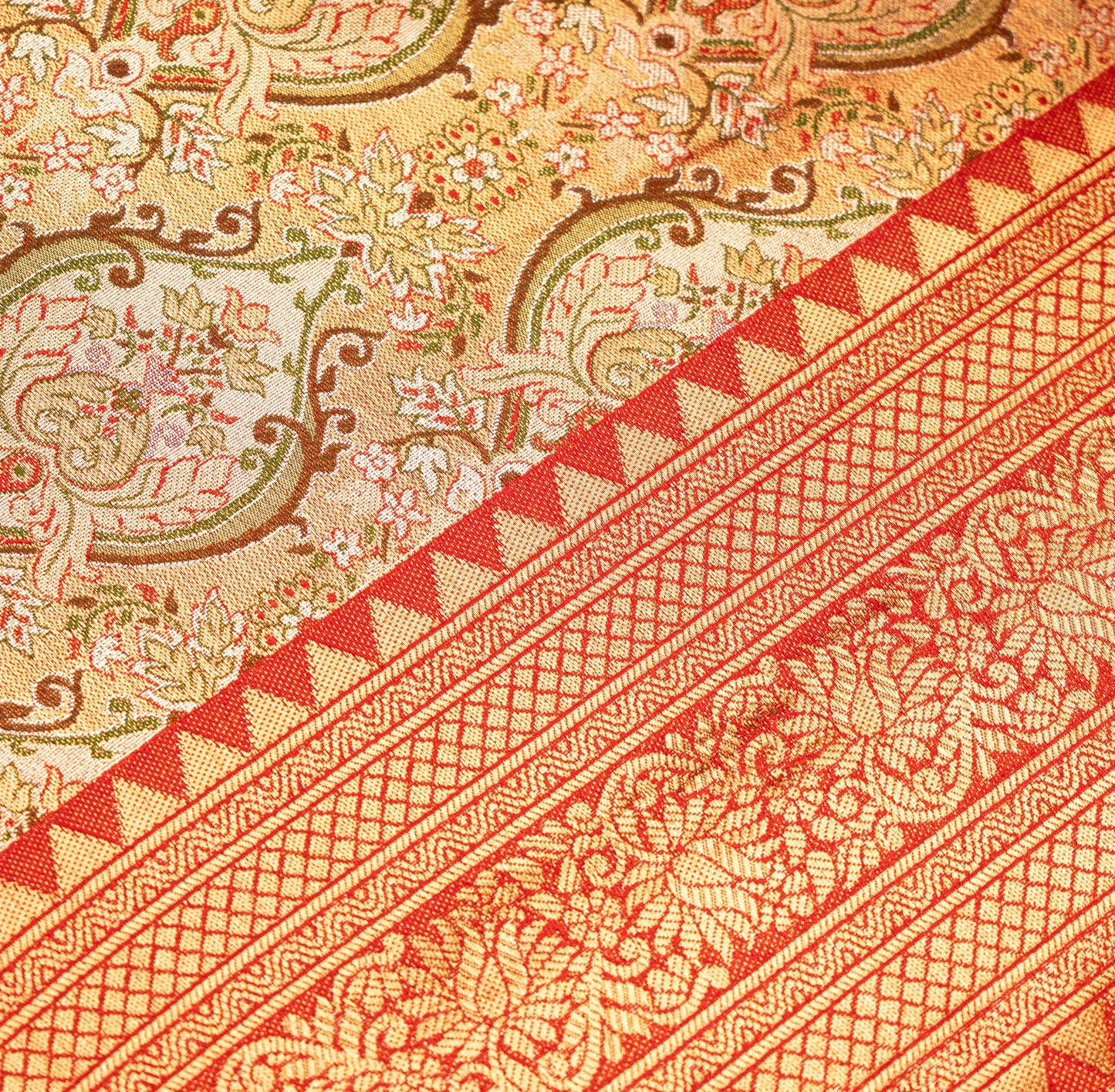 Light Orange Art Tissue Kanchipuram Saree with Border