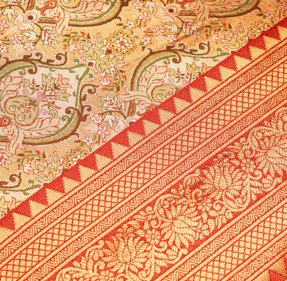 Light Orange Art Tissue Kanchipuram Saree with Border