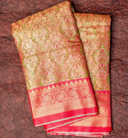 Pastel Pink Art Tissue Kanchipuram Saree with Border
