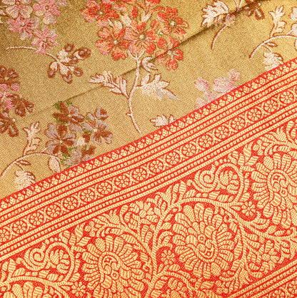Mehendi Art Tissue Kanchipuram Saree with Border