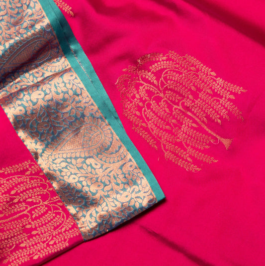 Pure Silk Pink Saree with Contrast Border