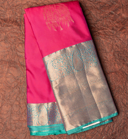 Pure Silk Pink Saree with Contrast Border