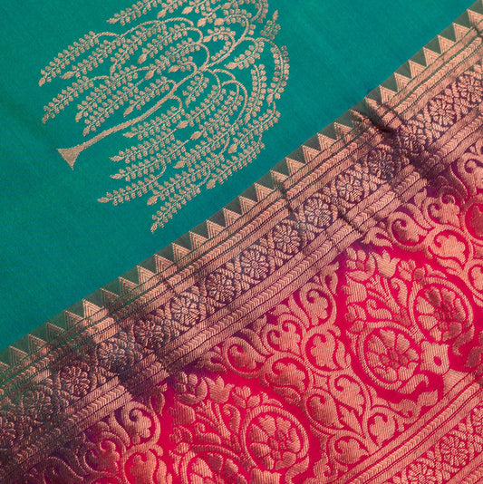 Light green Pure Silk Saree with Long border Koyri design