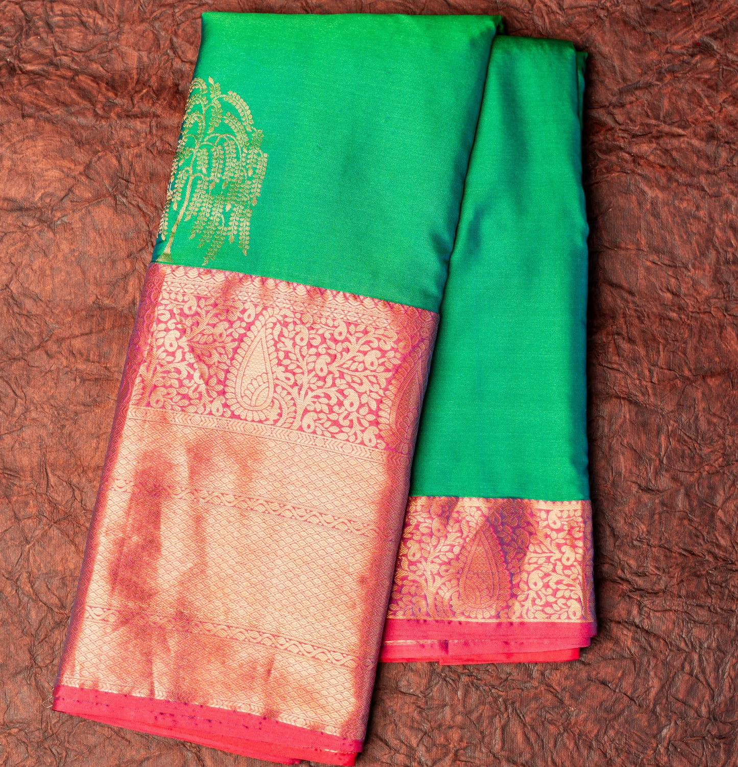 Light green Pure Silk Saree with Long border Koyri design