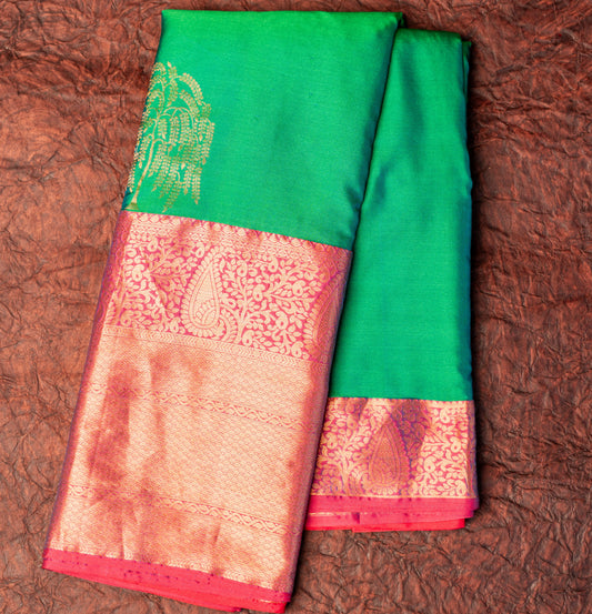 Light green Pure Silk Saree with Long border Koyri design