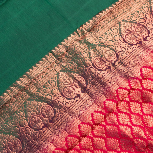 Dark green Pure Silk Saree with Long border Koyri design