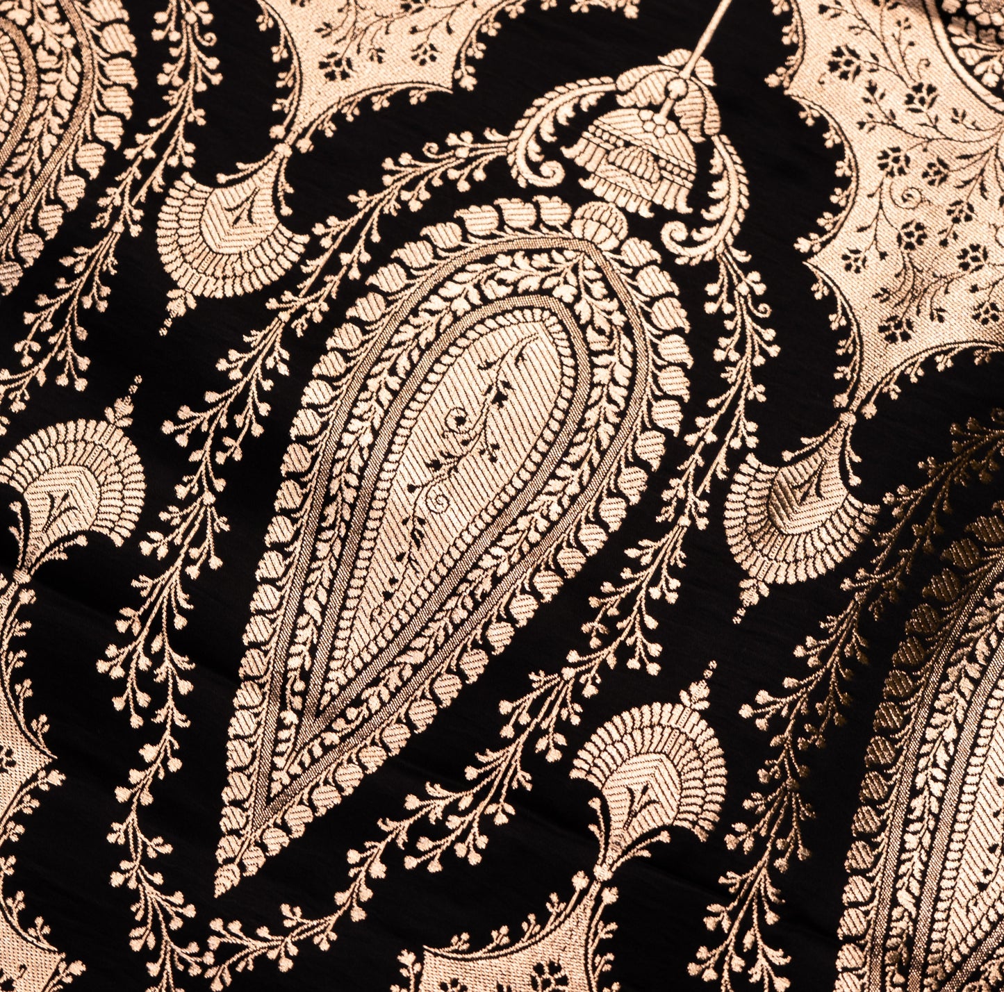 Black Shalu Saree with Golden Zari
