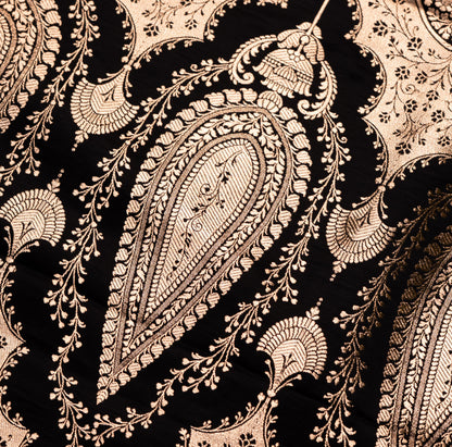 Black Shalu Saree with Golden Zari