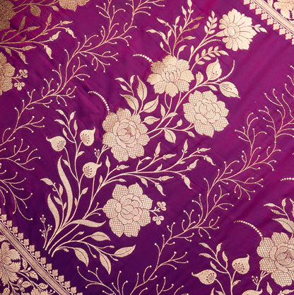 Magenta Shalu Saree with Golden Zari