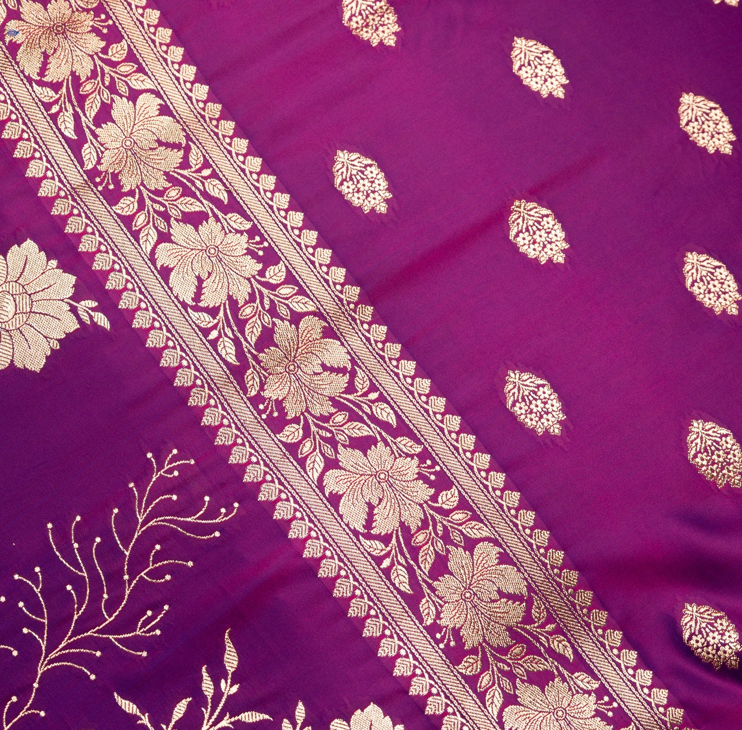 Magenta Shalu Saree with Golden Zari