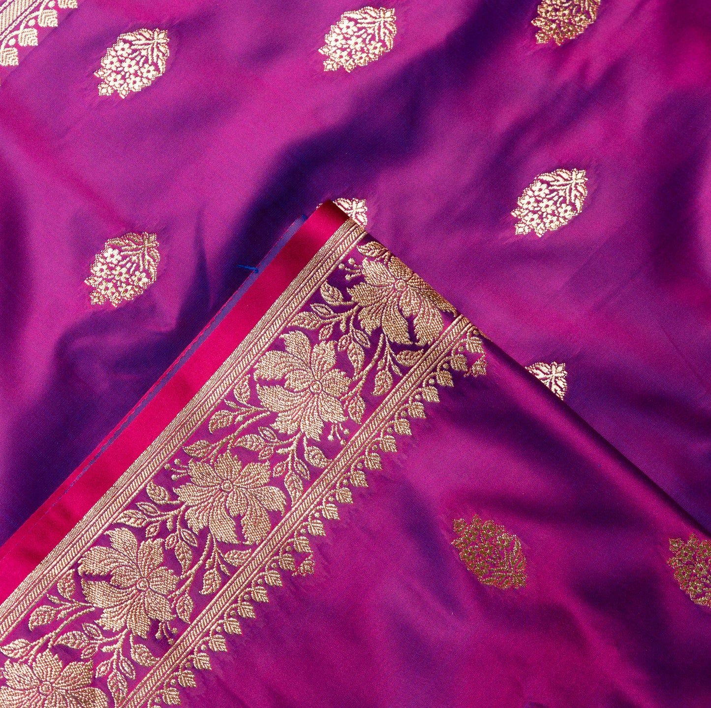 Magenta Shalu Saree with Golden Zari