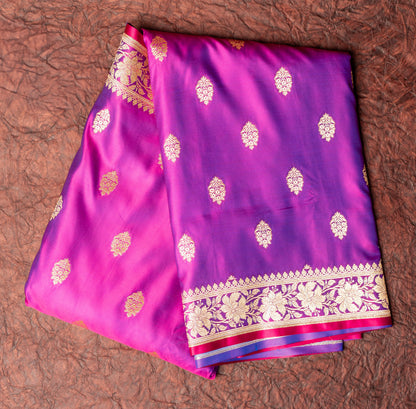 Magenta Shalu Saree with Golden Zari