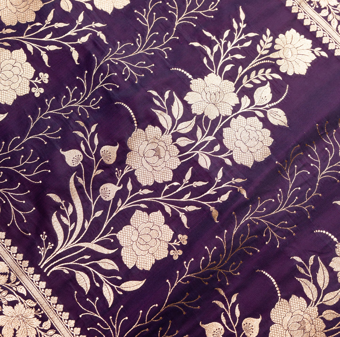 Purple Shalu Saree with Golden Zari