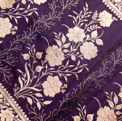 Purple Shalu Saree with Golden Zari